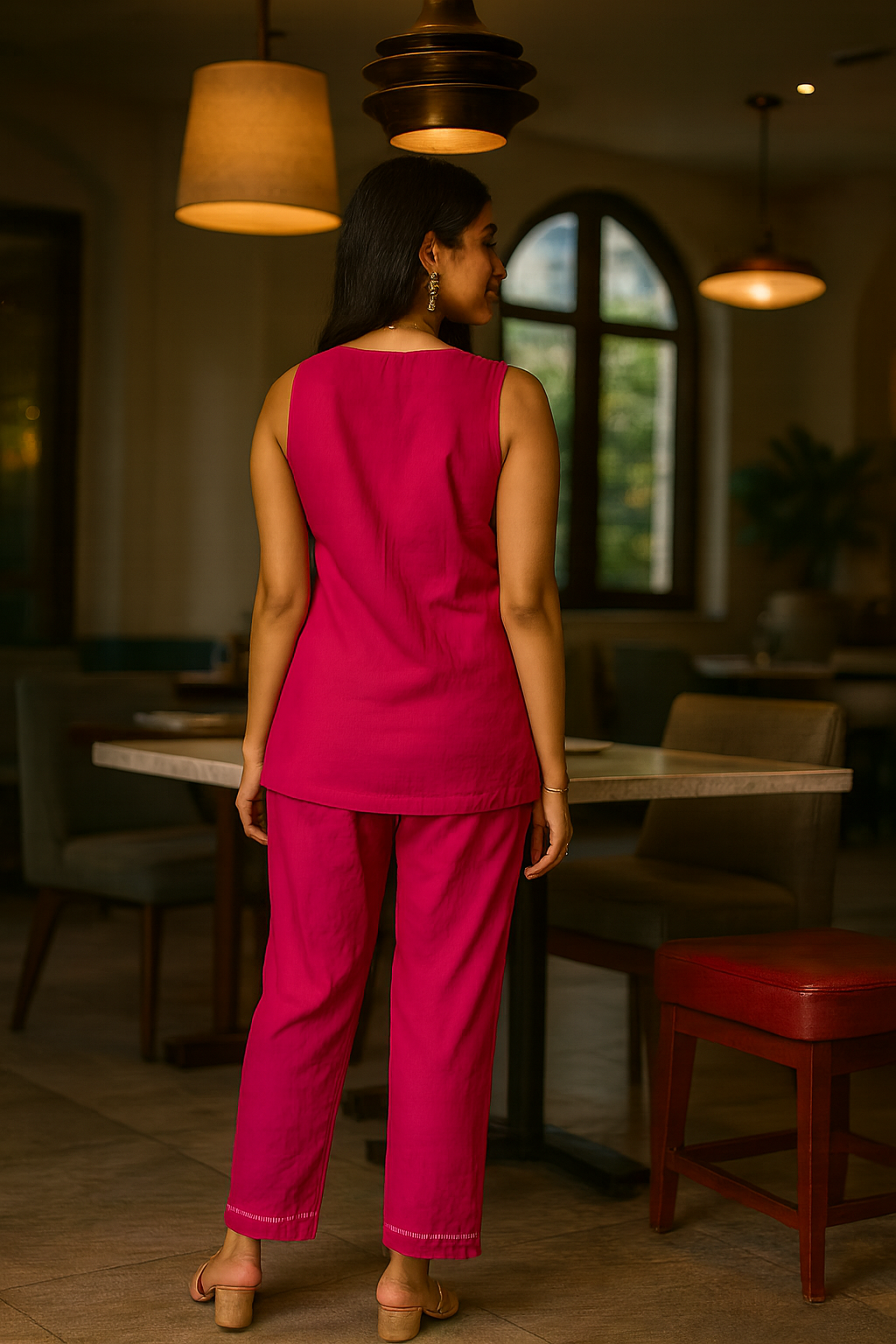 Chikankari embroidered sleeveless co-ord set