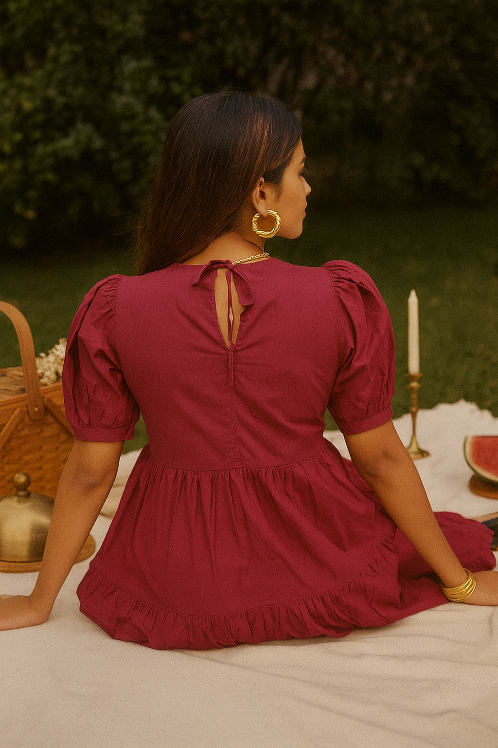 Chikankari embroidered tiered maxi dress