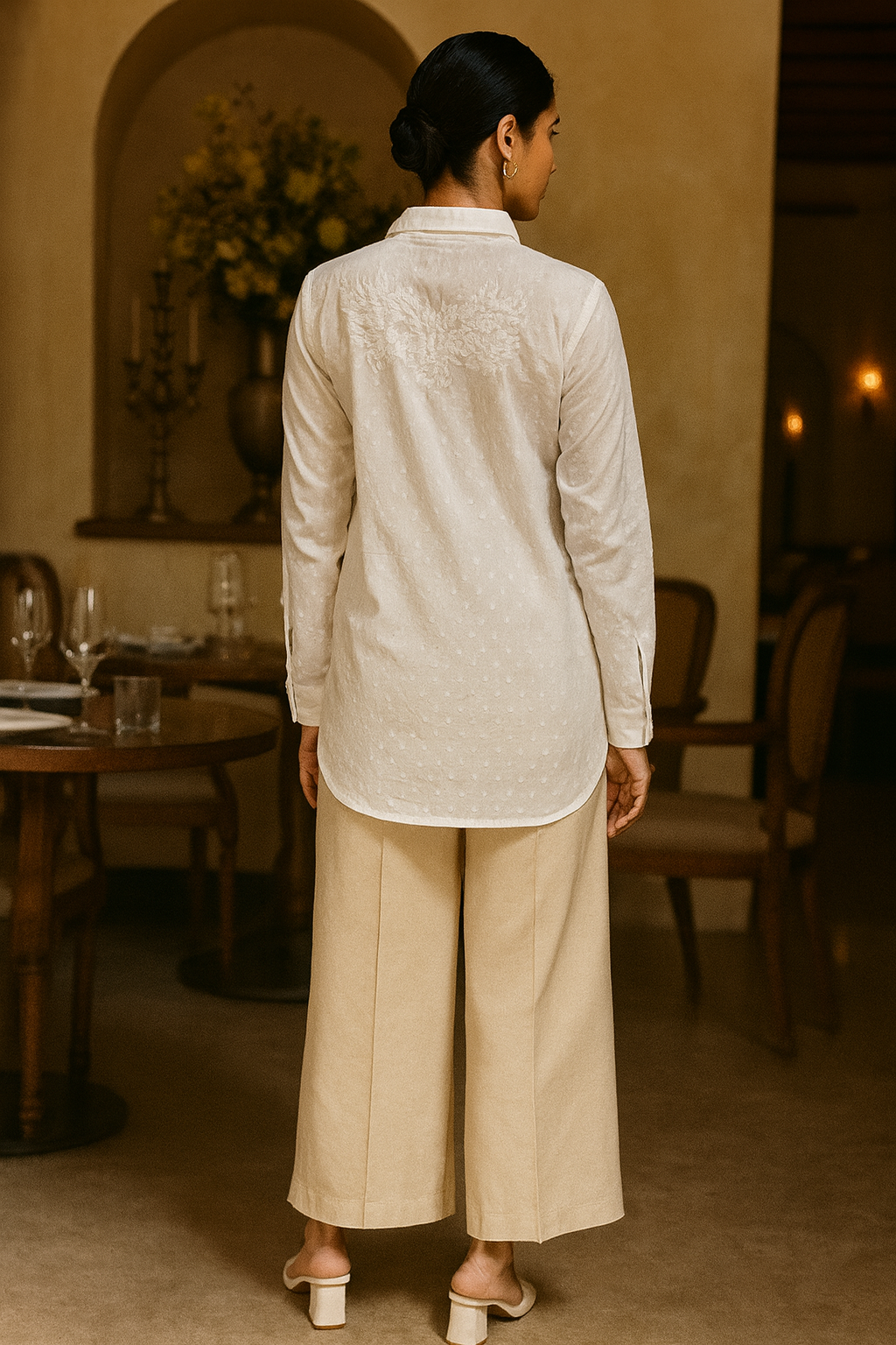 Chikankari embroidered butti shirt