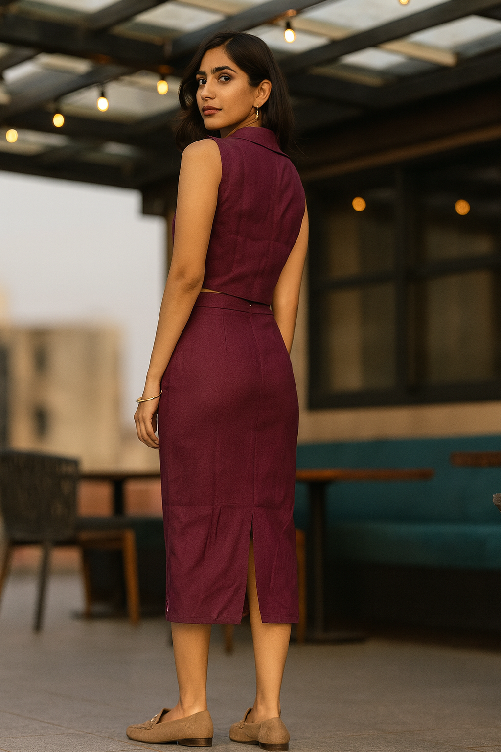 Chikankari embroidered crop top & skirt co-ord set