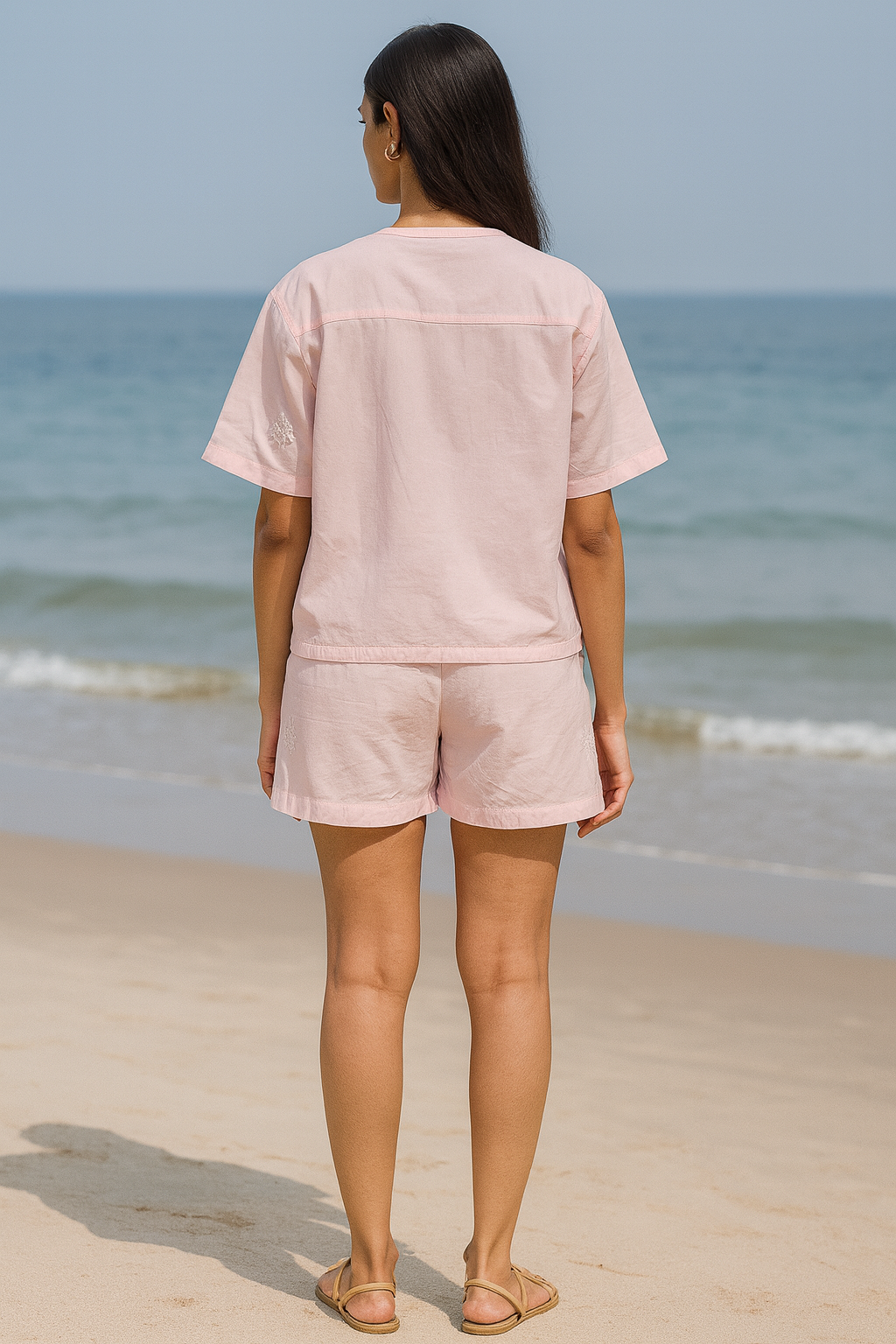 Chikankari embroidered front tie-up co-ord st