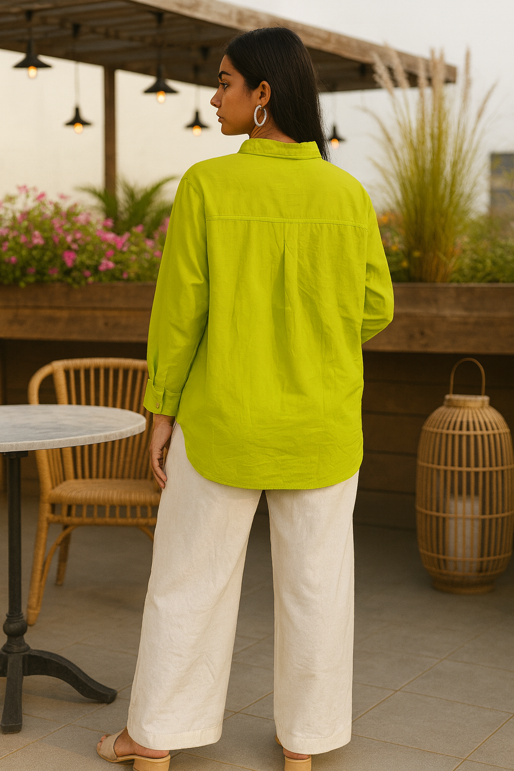 Chikankari embroidered oversized shirt