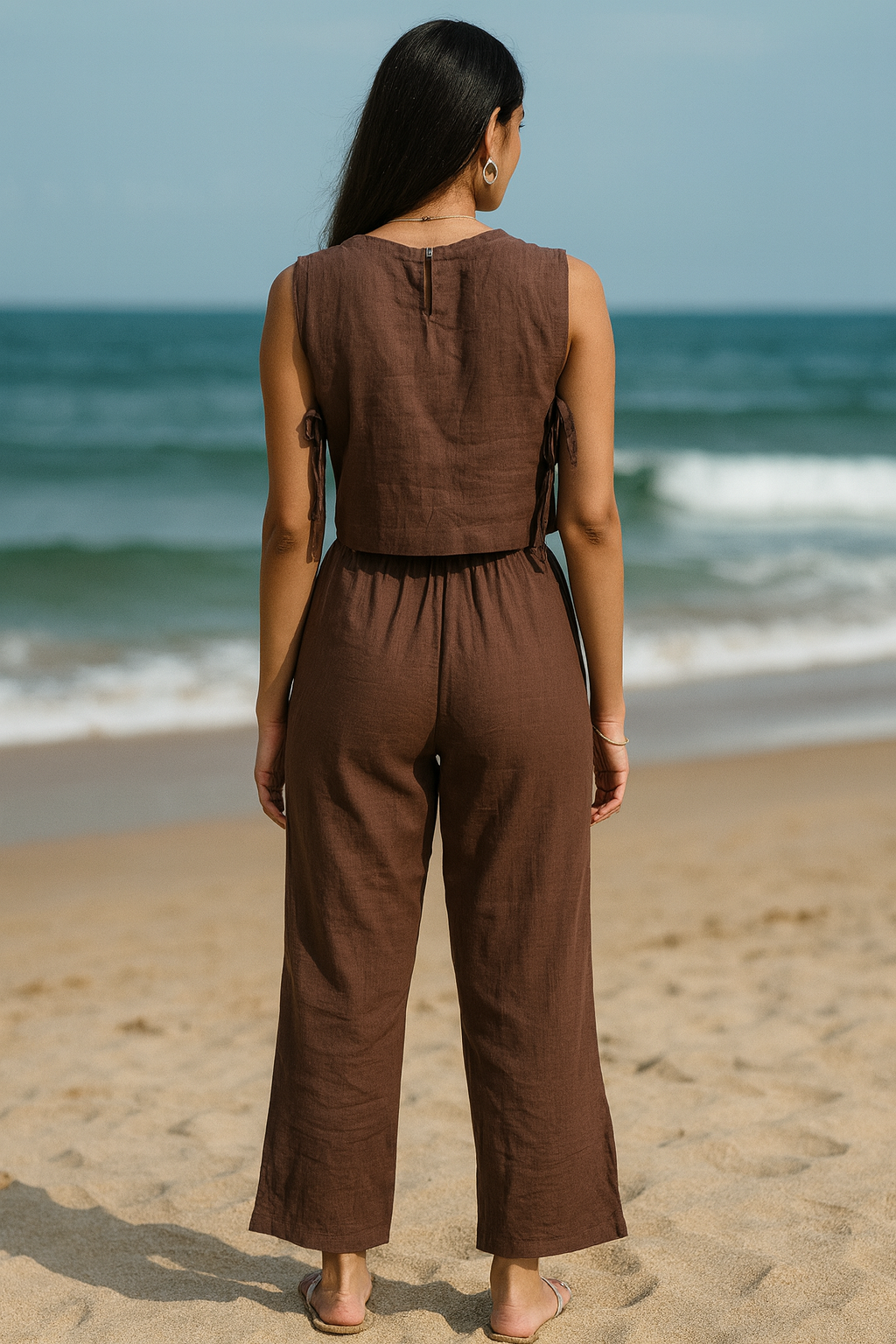 Chikankari embroidery 3 piece side tie-up co-ord set