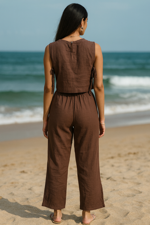 Chikankari embroidery 3 piece side tie-up co-ord set