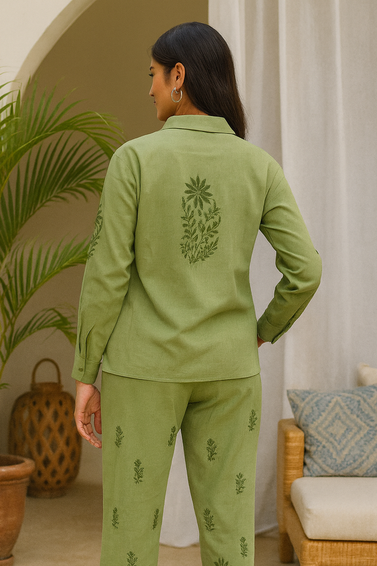 Chikankari embroidered full sleeves co-ord set