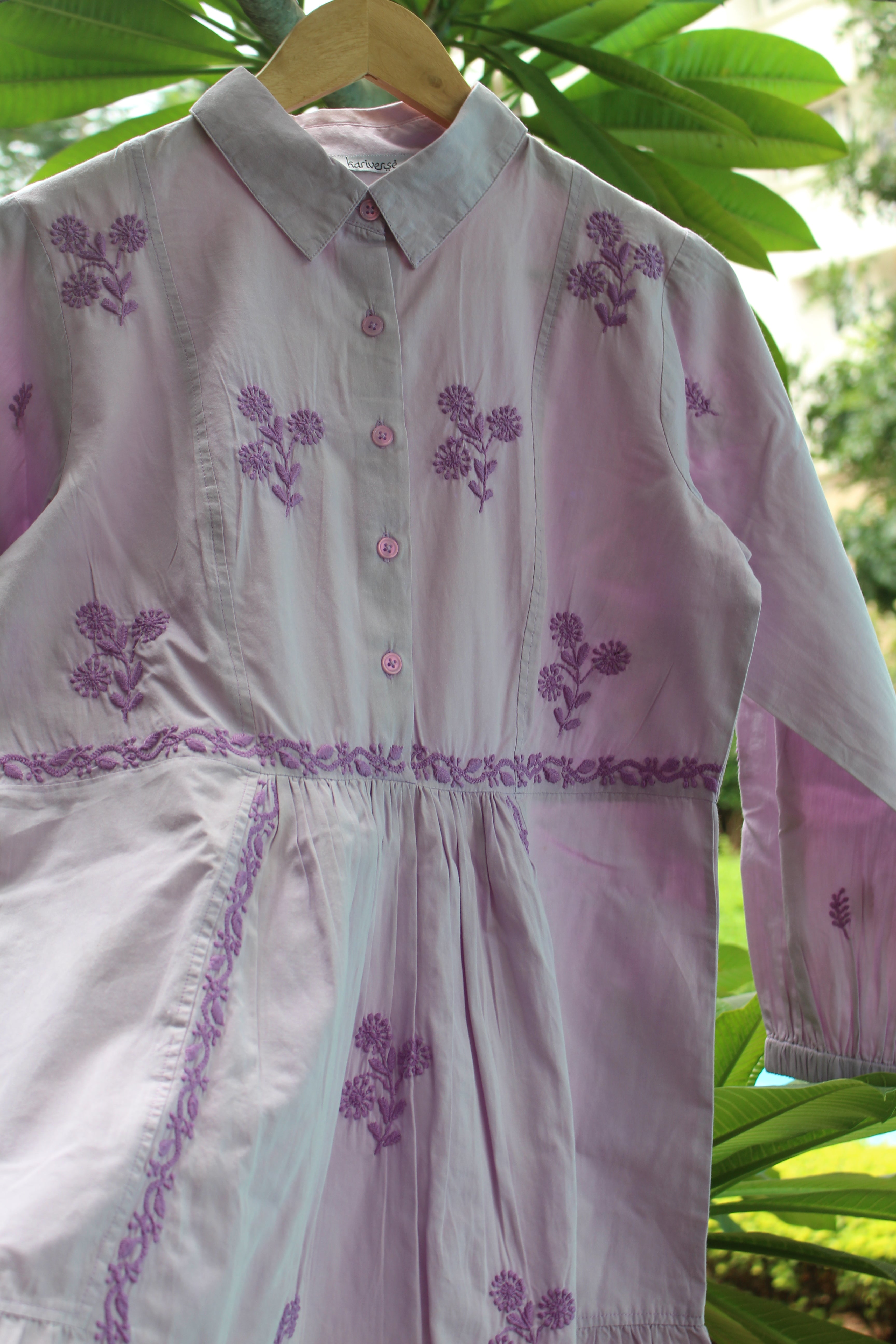 Chikankari embroidered mini dress