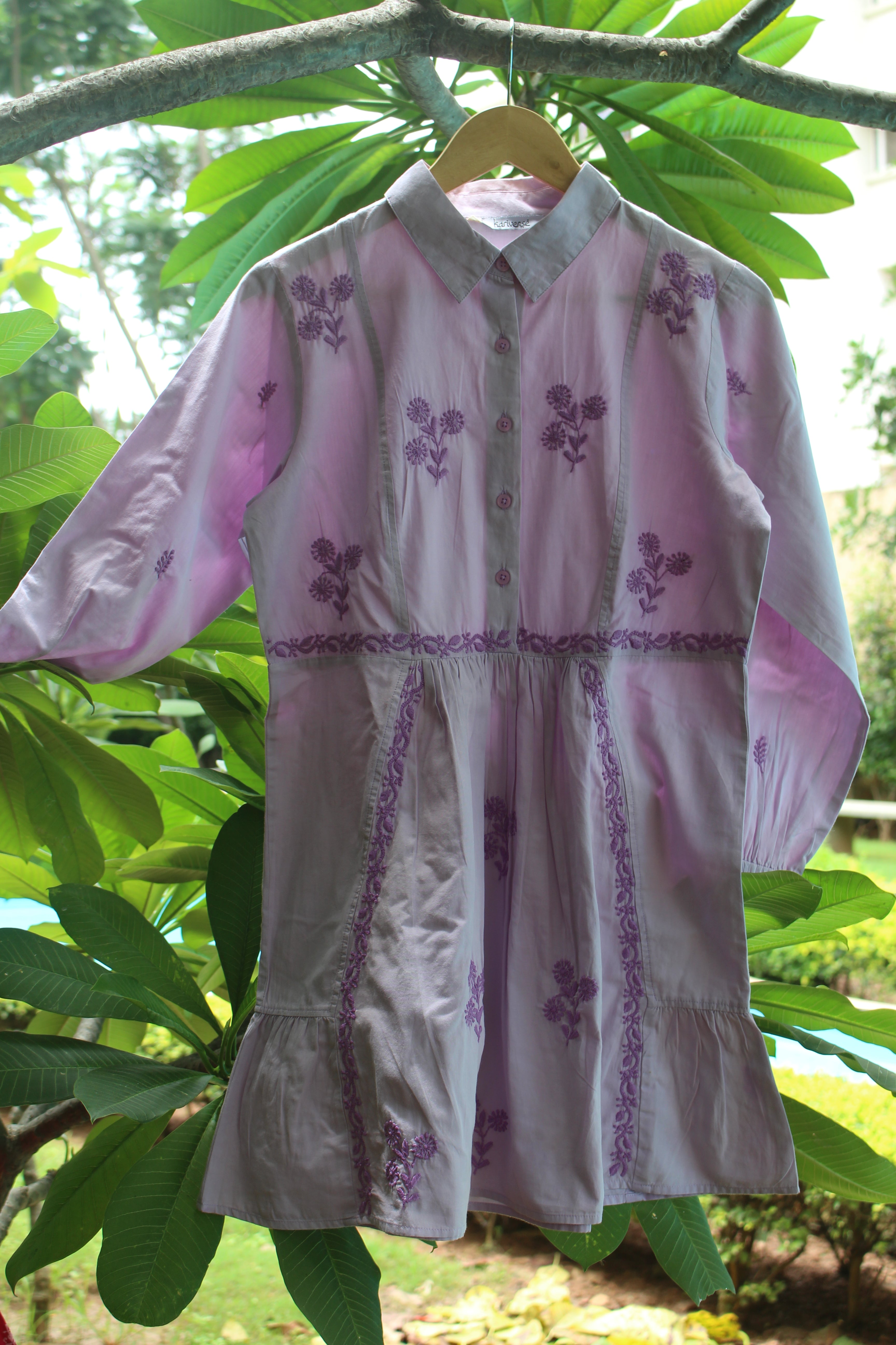 Chikankari embroidered mini dress