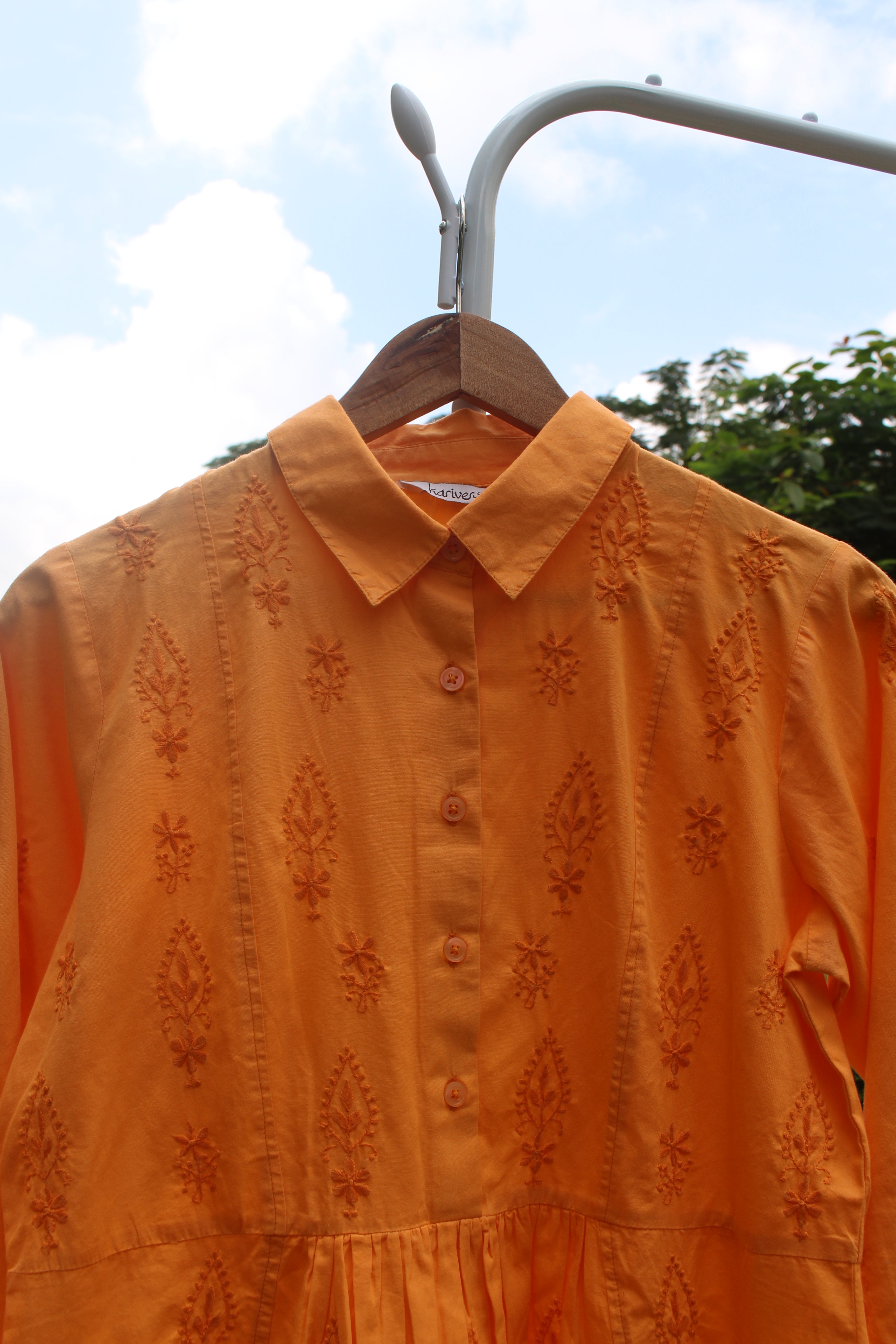 Chikankari embroidered mini dress