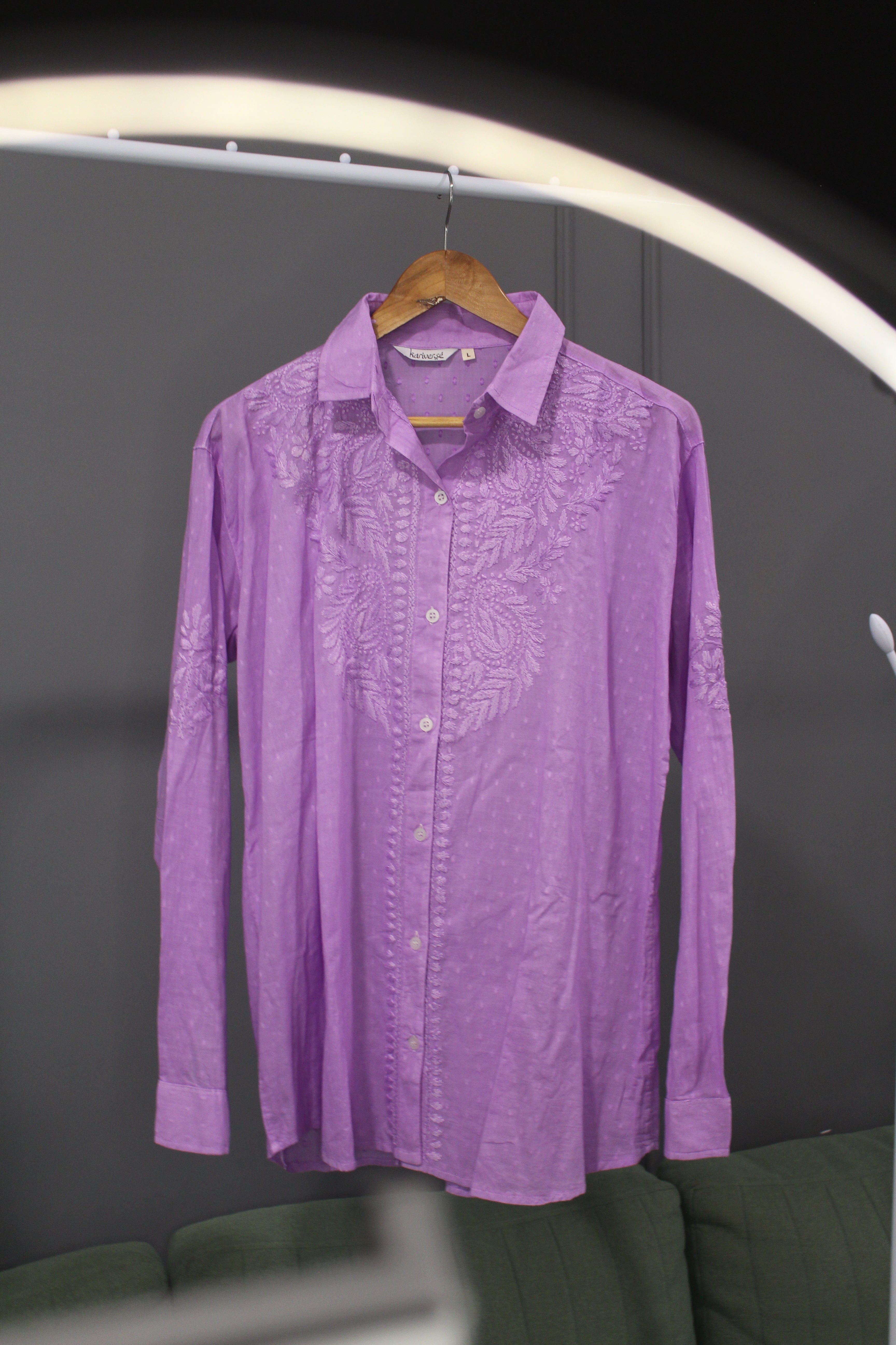 Chikankari embroidered butti shirt