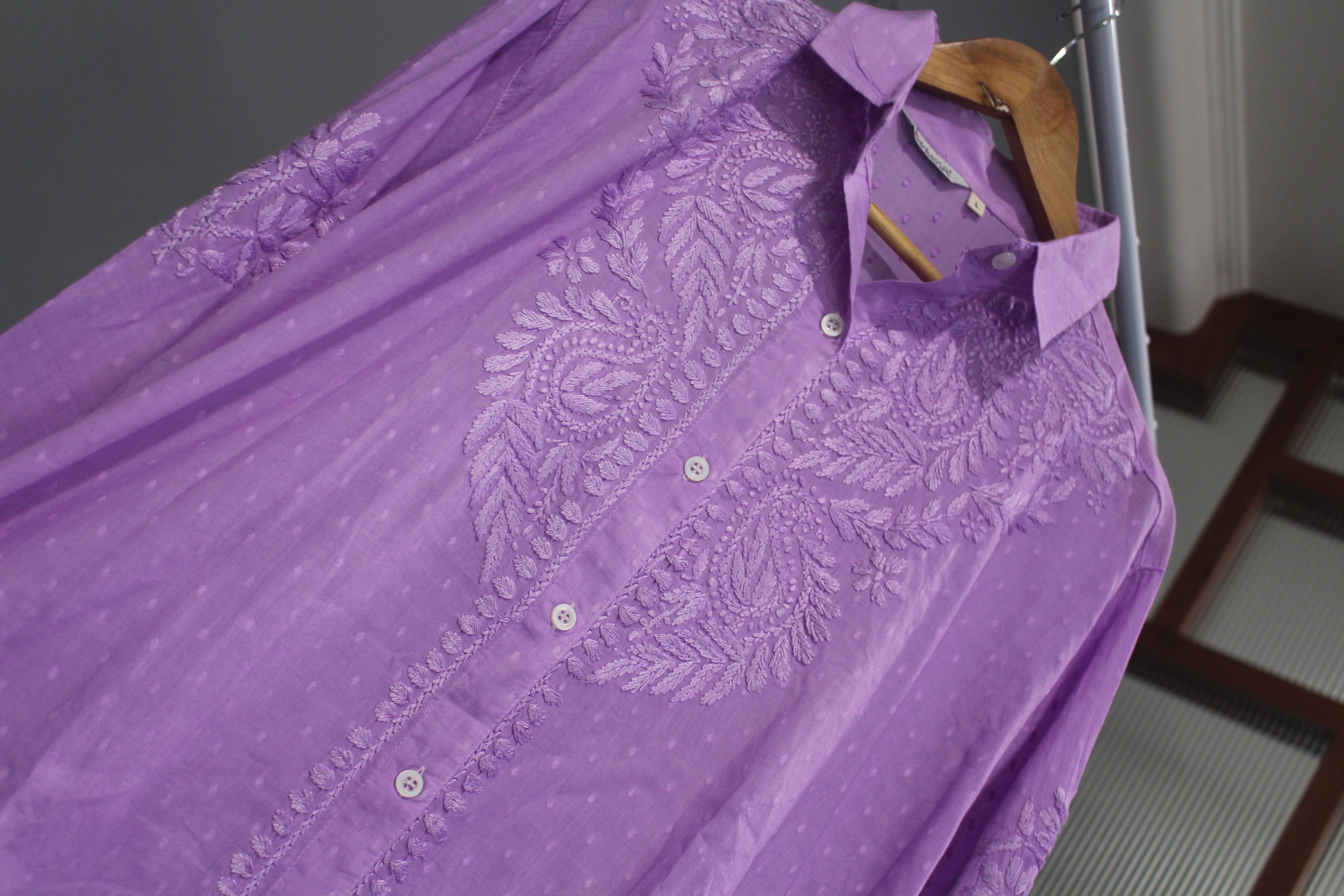 Chikankari embroidered butti shirt