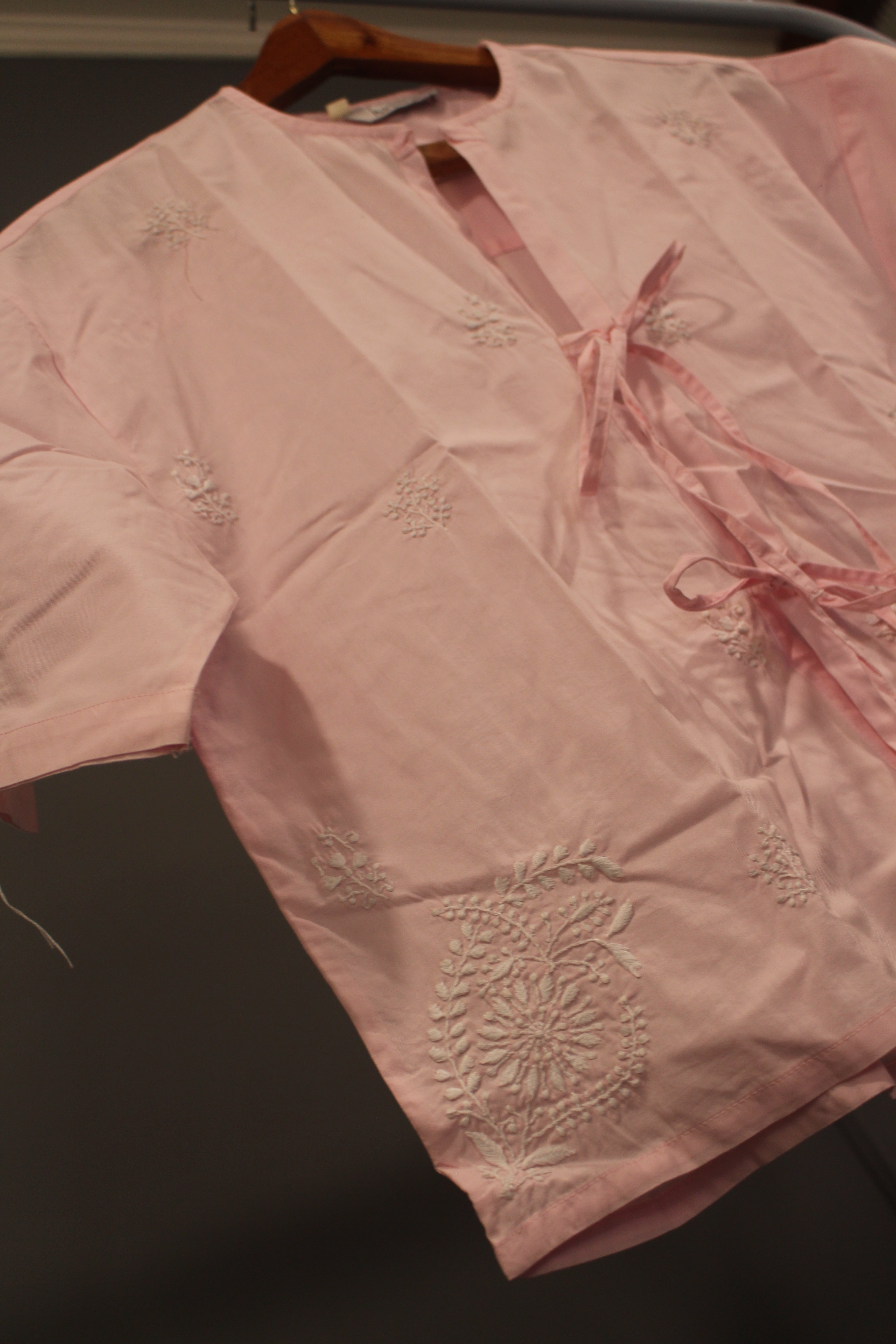 Chikankari embroidered front tie-up co-ord st