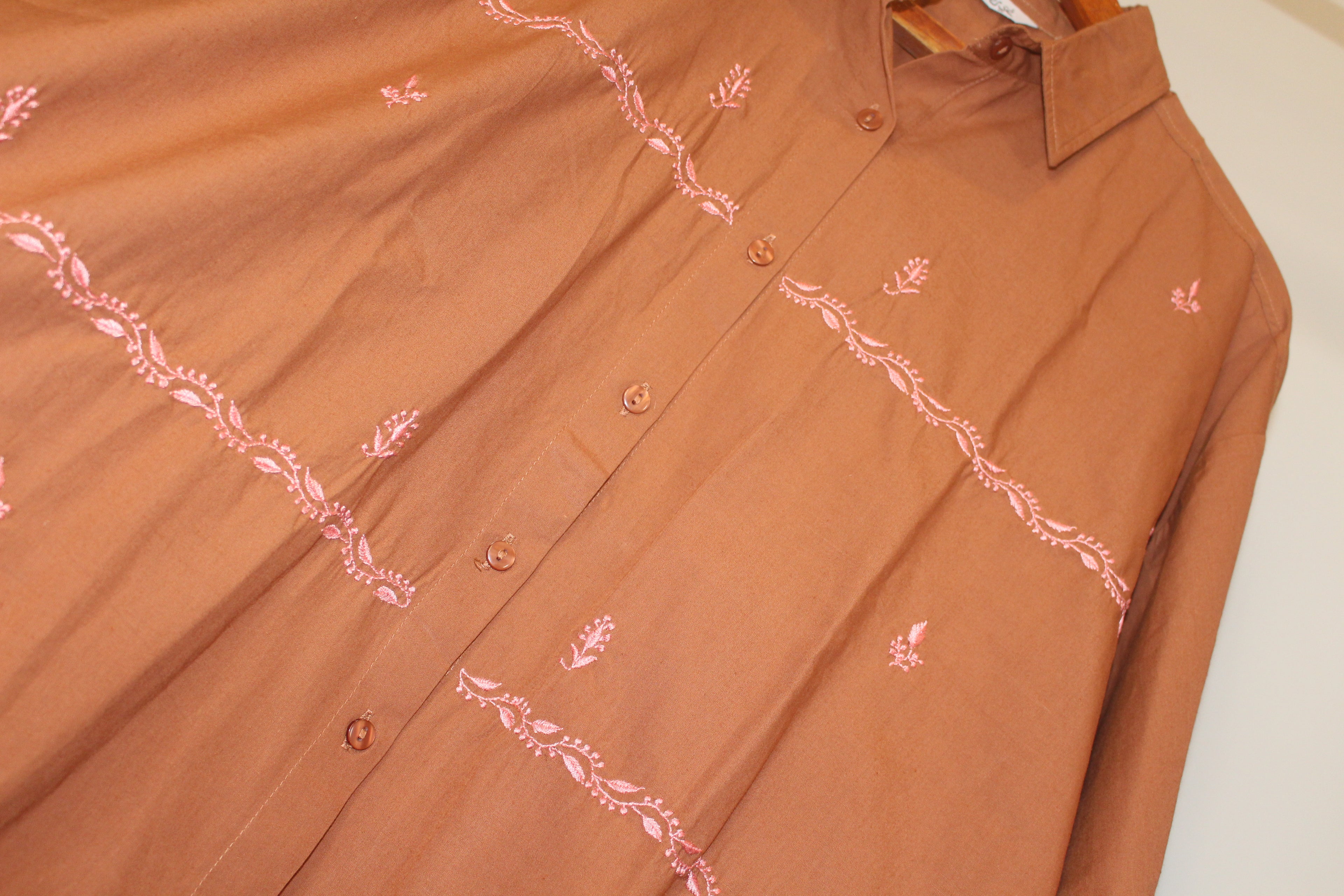 Chikankari embroidered oversized shirt