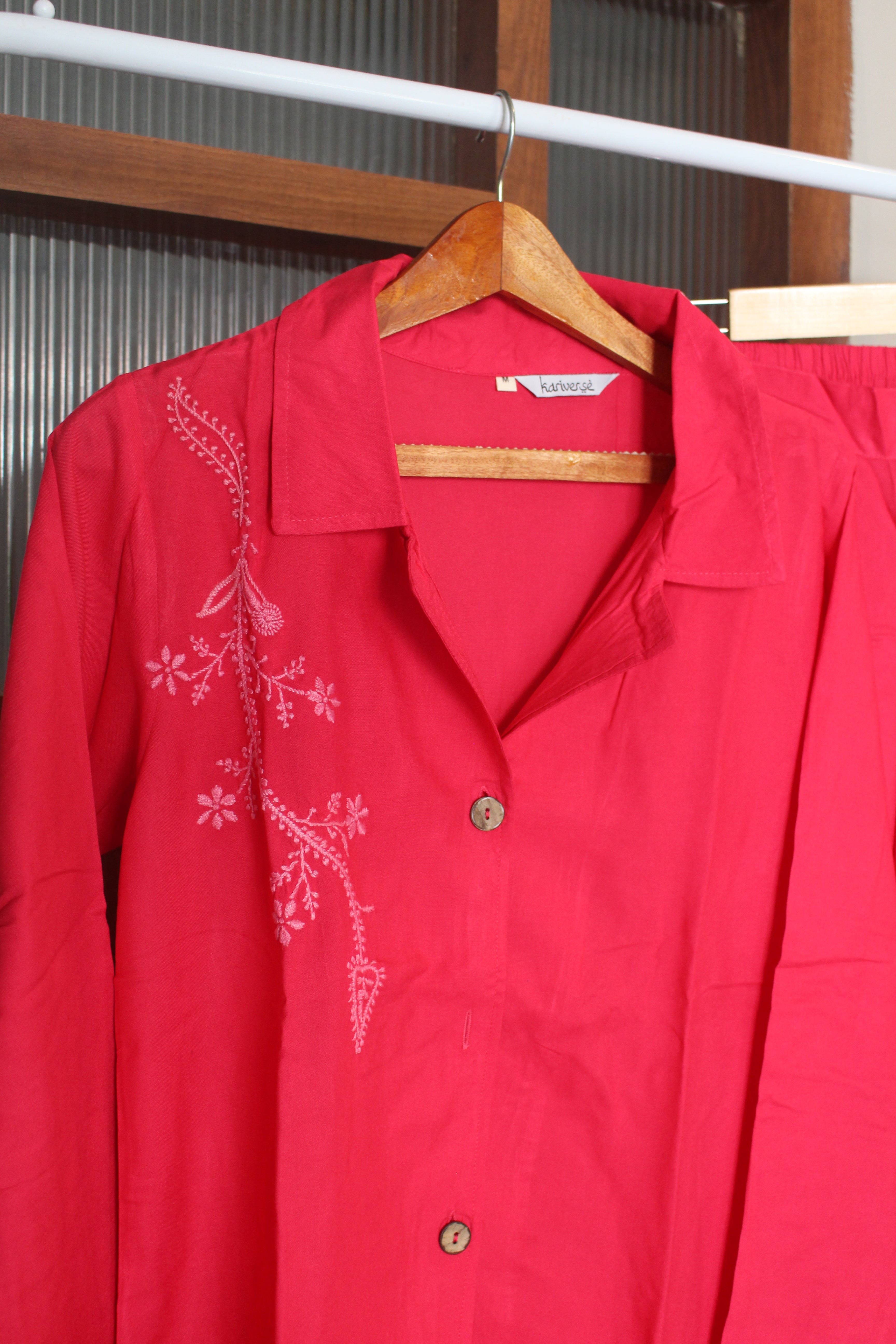 Chikankari embroidered long co-ord set