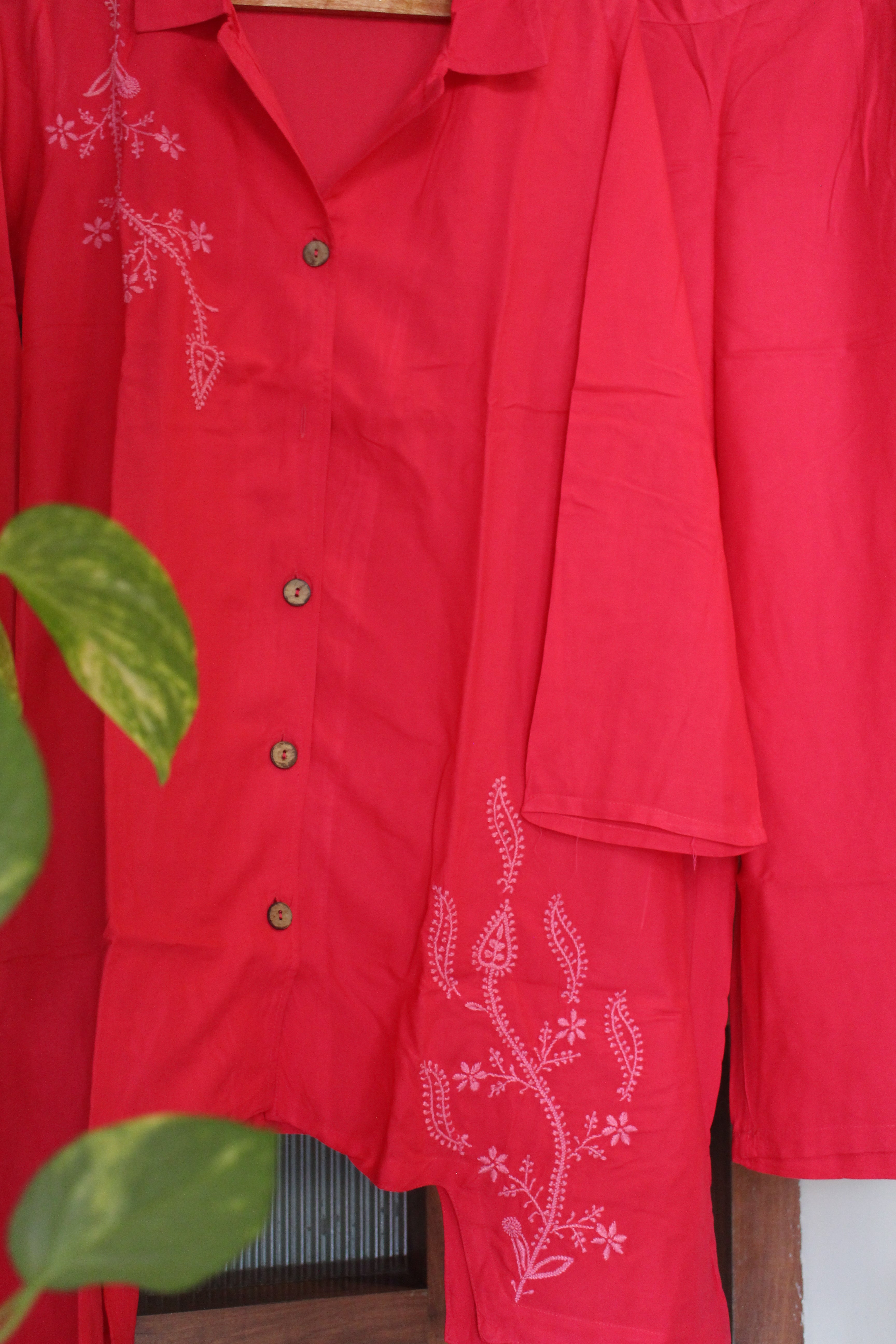 Chikankari embroidered long co-ord set