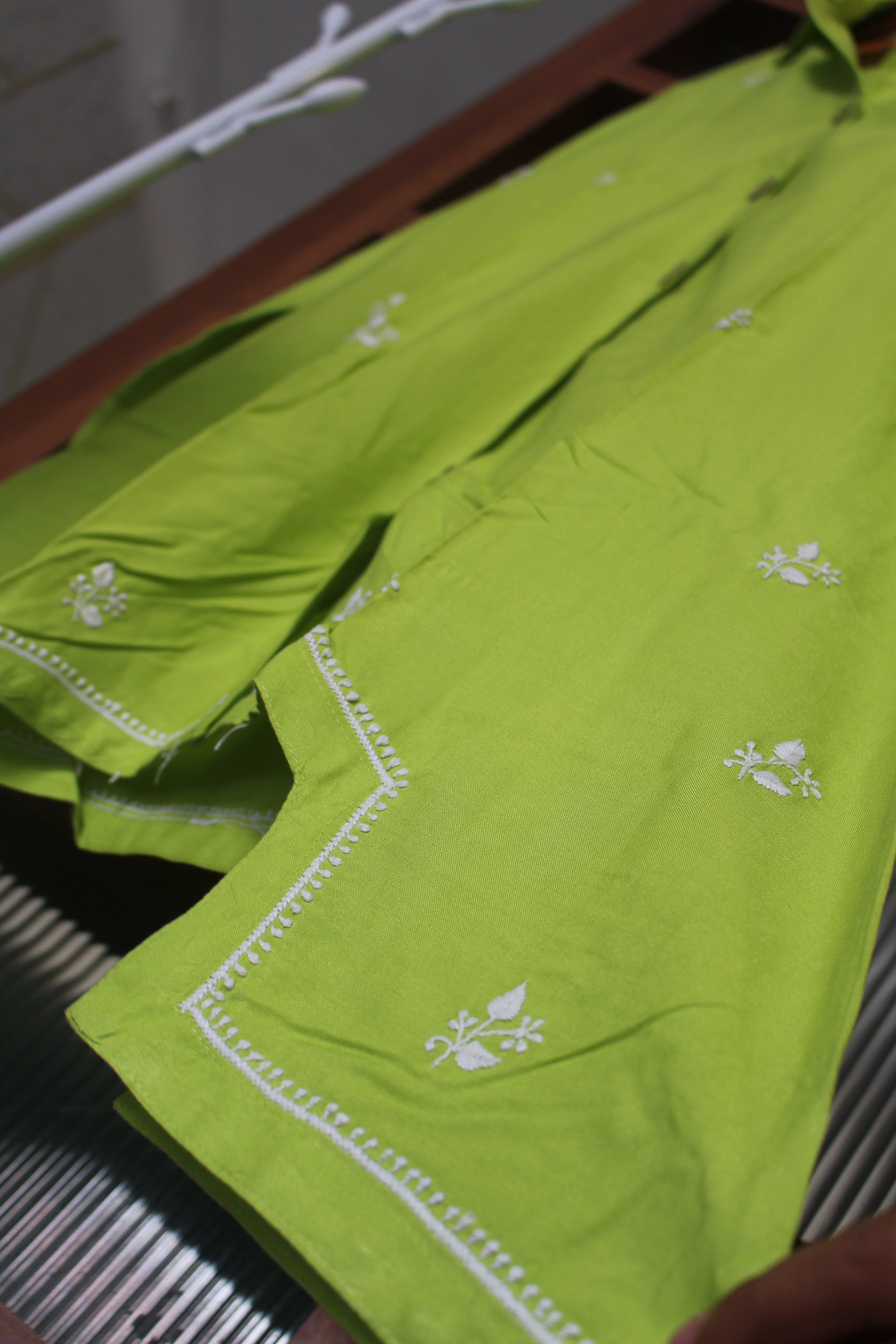 Chikankari embroidered long co-ord set