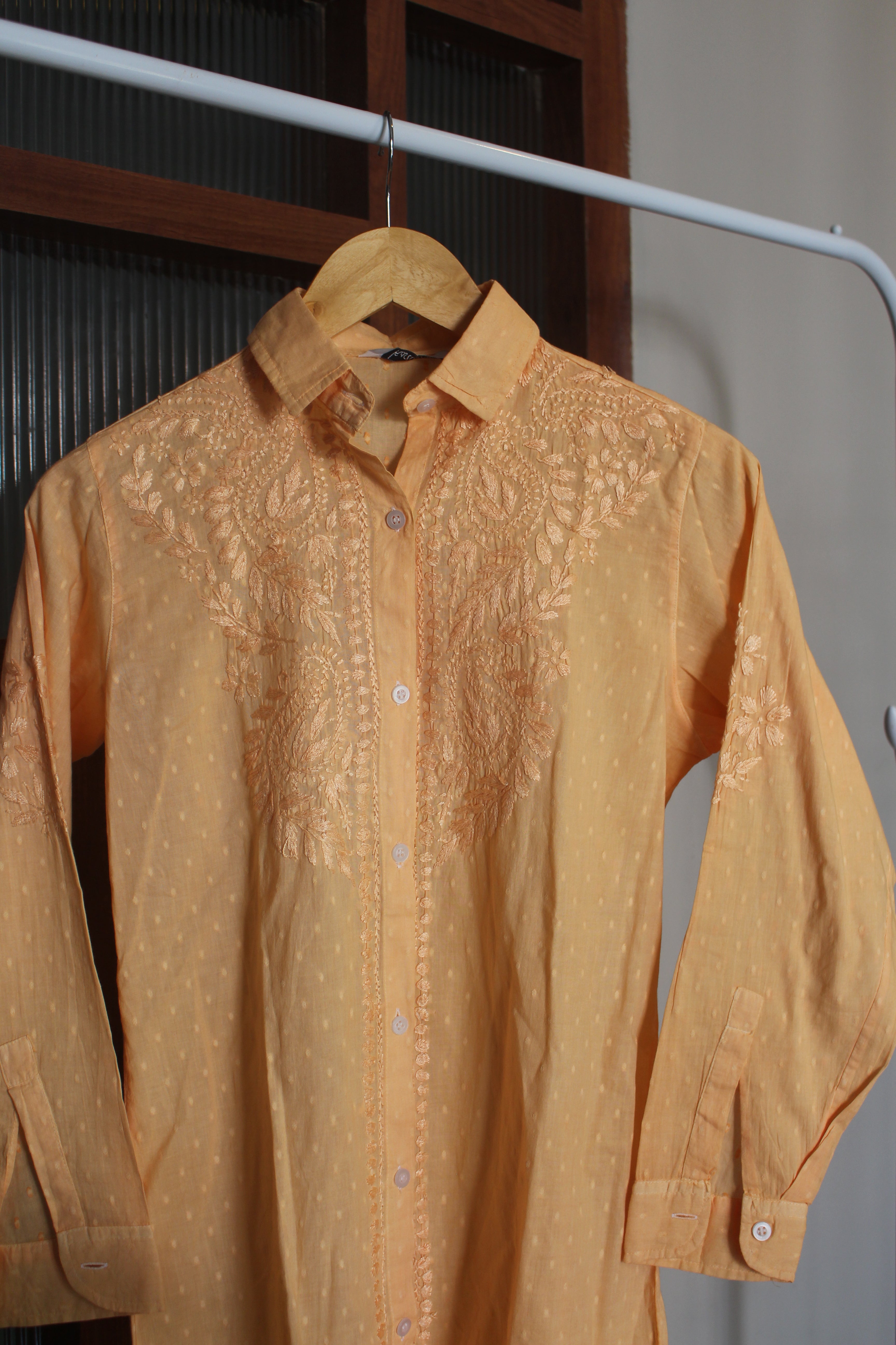 Chikankari embroidered butti shirt