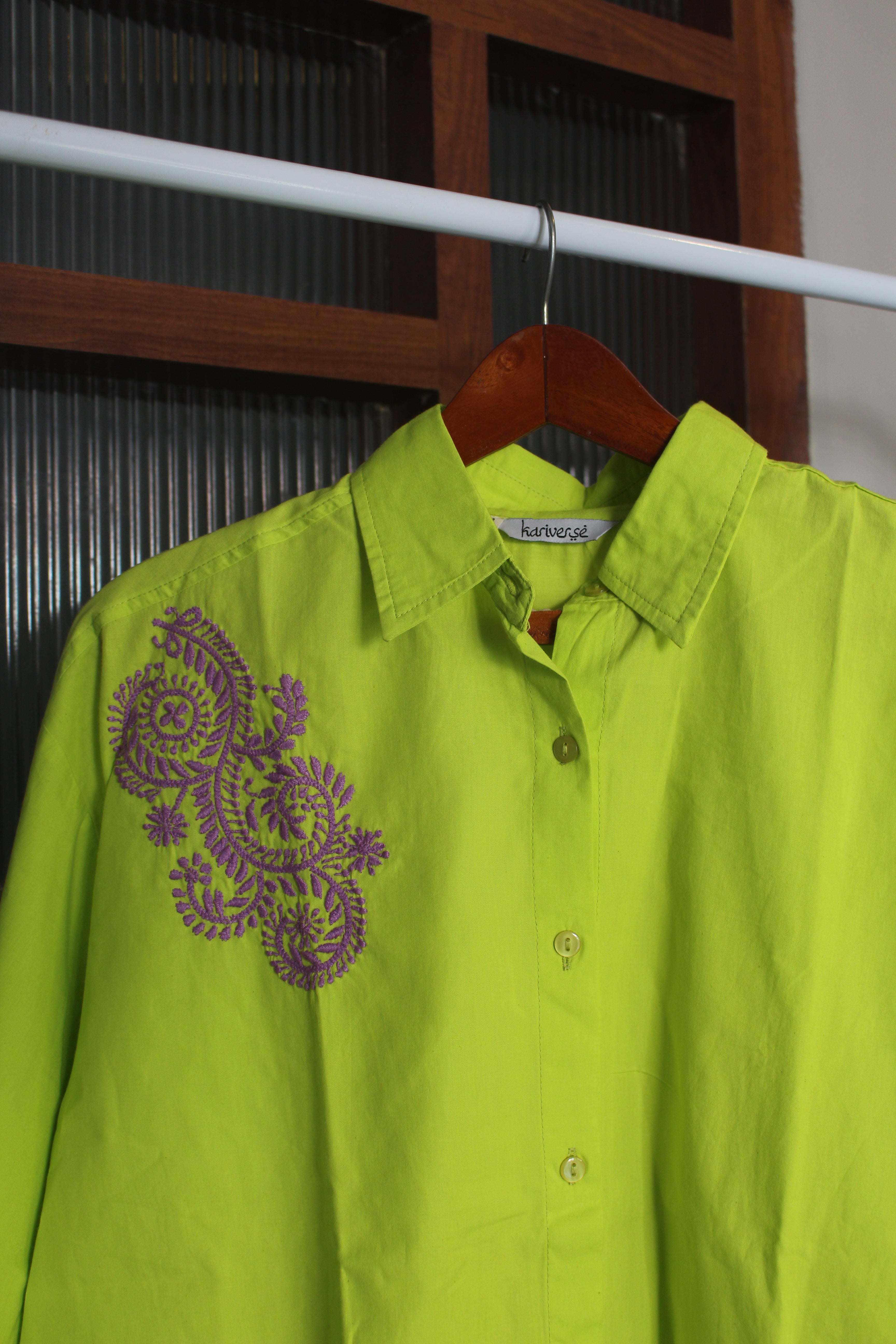 Chikankari embroidered oversized shirt