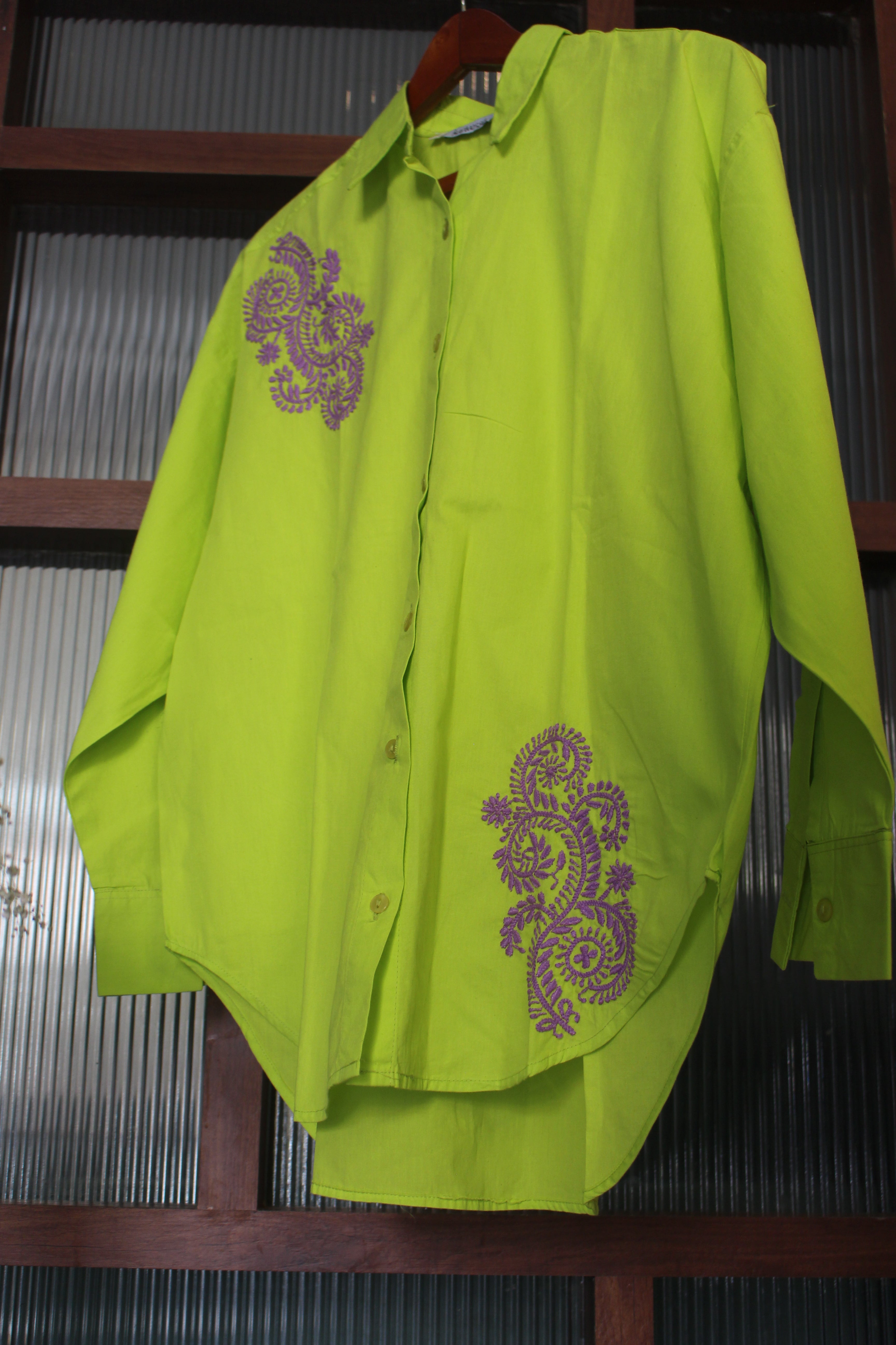 Chikankari embroidered oversized shirt