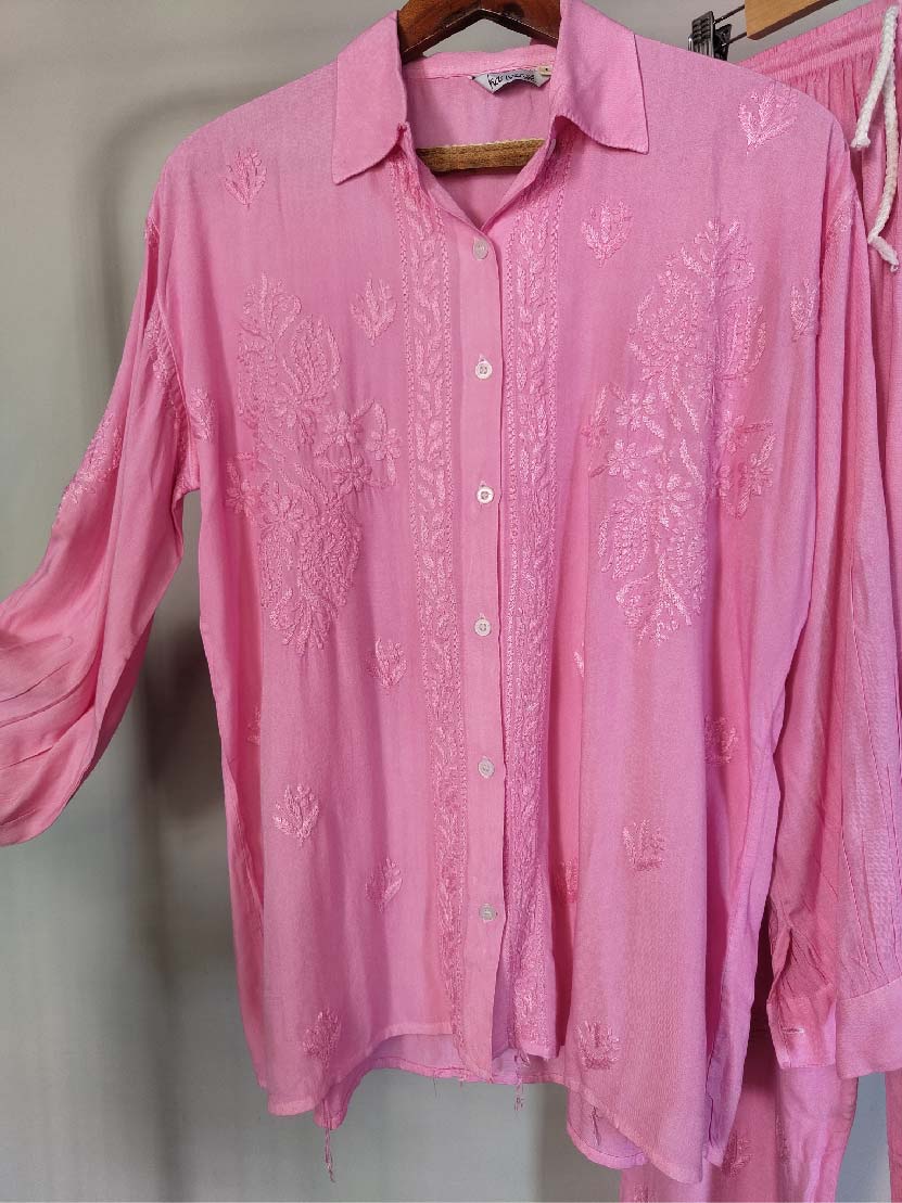 Chikankari embroidered full sleeves co-ord set