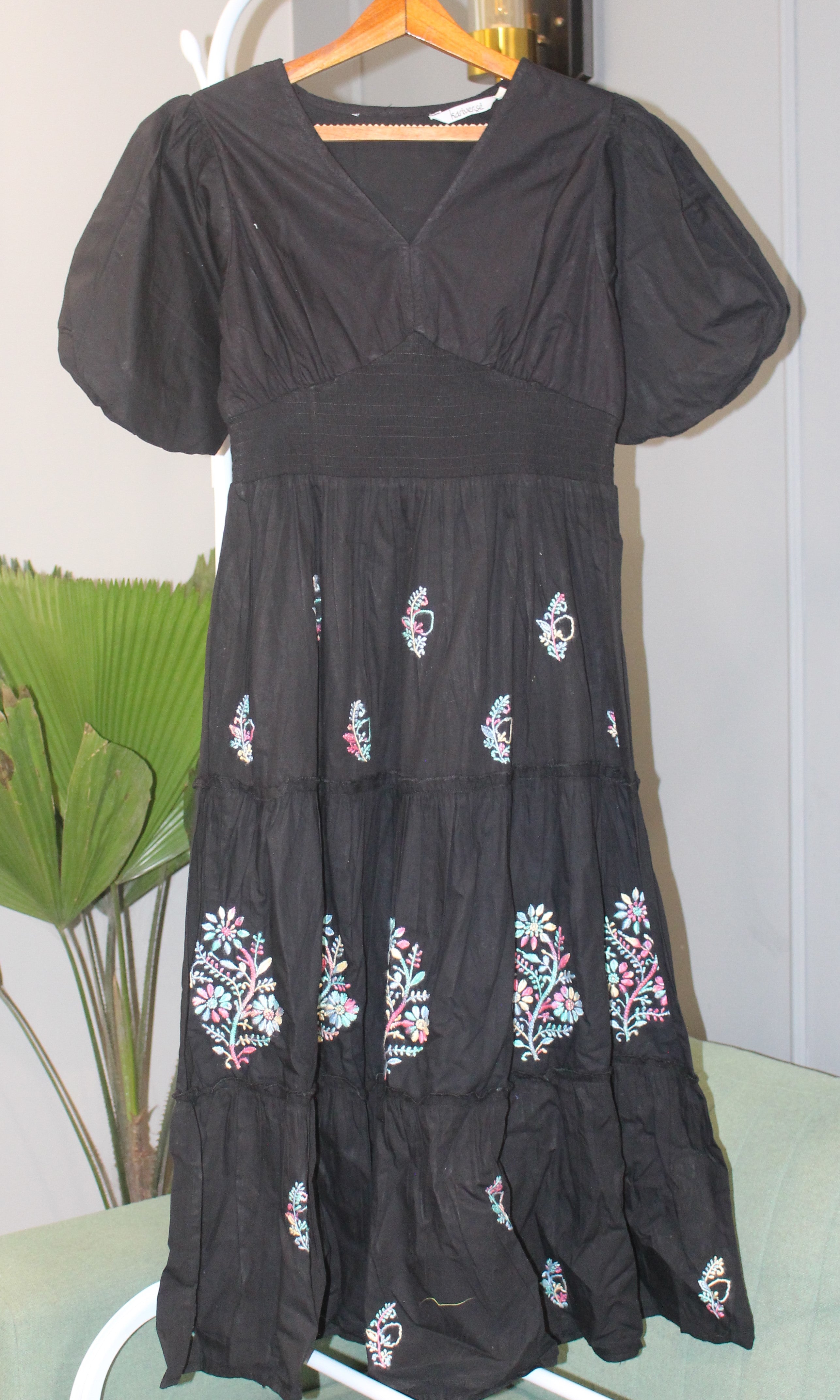 Chikankari embroidered ankle length empire dress